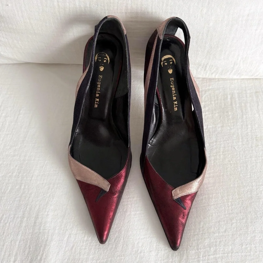 Eugenia Kim Metallic Multicolored Leather Pointed Toe Pumps - Picture 2 of 7
